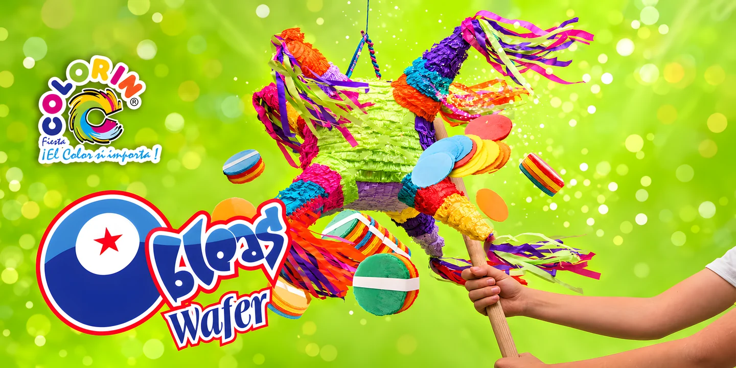 Piñata con Obleas Wafer de Fiesta Colorin